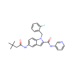 CC(C)(C)CC(=O)Nc1ccc2c(c1)cc(C(=O)Nc1cccnc1)n2Cc1ccccc1F ZINC000028527079