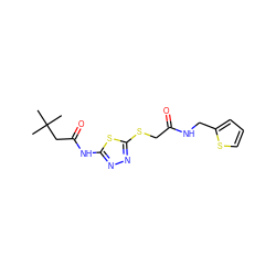 CC(C)(C)CC(=O)Nc1nnc(SCC(=O)NCc2cccs2)s1 ZINC000006673643