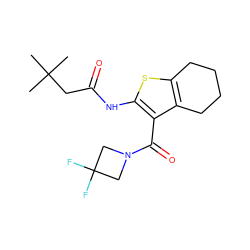 CC(C)(C)CC(=O)Nc1sc2c(c1C(=O)N1CC(F)(F)C1)CCCC2 ZINC000095559135