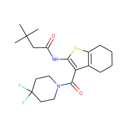 CC(C)(C)CC(=O)Nc1sc2c(c1C(=O)N1CCC(F)(F)CC1)CCCC2 ZINC000095559789