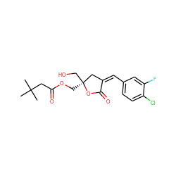 CC(C)(C)CC(=O)OC[C@]1(CO)C/C(=C/c2ccc(Cl)c(F)c2)C(=O)O1 ZINC000040863830