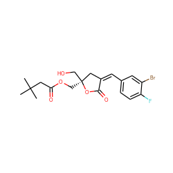 CC(C)(C)CC(=O)OC[C@]1(CO)C/C(=C/c2ccc(F)c(Br)c2)C(=O)O1 ZINC000040394020