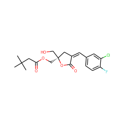 CC(C)(C)CC(=O)OC[C@]1(CO)C/C(=C/c2ccc(F)c(Cl)c2)C(=O)O1 ZINC000040393273