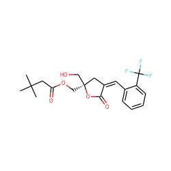 CC(C)(C)CC(=O)OC[C@]1(CO)C/C(=C/c2ccccc2C(F)(F)F)C(=O)O1 ZINC000040860213