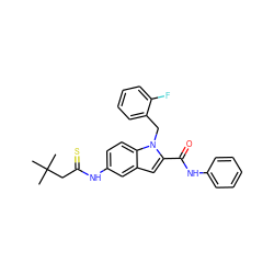 CC(C)(C)CC(=S)Nc1ccc2c(c1)cc(C(=O)Nc1ccccc1)n2Cc1ccccc1F ZINC000028526304