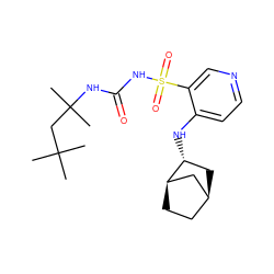 CC(C)(C)CC(C)(C)NC(=O)NS(=O)(=O)c1cnccc1N[C@@H]1C[C@H]2CC[C@@H]1C2 ZINC000071316367