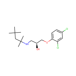 CC(C)(C)CC(C)(C)NC[C@H](O)COc1ccc(Cl)cc1Cl ZINC000002679976