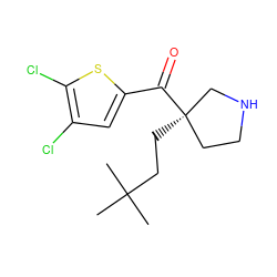 CC(C)(C)CC[C@@]1(C(=O)c2cc(Cl)c(Cl)s2)CCNC1 ZINC000058582887