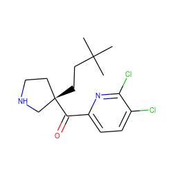 CC(C)(C)CC[C@]1(C(=O)c2ccc(Cl)c(Cl)n2)CCNC1 ZINC000058591680