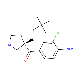 CC(C)(C)CC[C@]1(C(=O)c2ccc(N)c(Cl)c2)CCNC1 ZINC000058591790