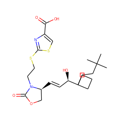 CC(C)(C)CCC1([C@H](O)/C=C/[C@H]2COC(=O)N2CCSc2nc(C(=O)O)cs2)CCC1 ZINC000059784208