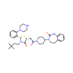 CC(C)(C)CCN1C(=O)[C@@H](CC(=O)N2CCC(N3CCc4ccccc4NC3=O)CC2)S[C@H]1c1ccccc1N1CCNCC1 ZINC000103268309