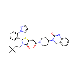 CC(C)(C)CCN1C(=O)[C@@H](CC(=O)N2CCC(N3Cc4ccccc4NC3=O)CC2)S[C@H]1c1ccccc1-n1cccn1 ZINC000103268276