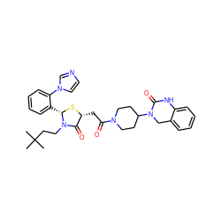 CC(C)(C)CCN1C(=O)[C@@H](CC(=O)N2CCC(N3Cc4ccccc4NC3=O)CC2)S[C@H]1c1ccccc1-n1ccnc1 ZINC000103268268