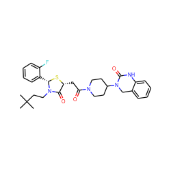 CC(C)(C)CCN1C(=O)[C@@H](CC(=O)N2CCC(N3Cc4ccccc4NC3=O)CC2)S[C@H]1c1ccccc1F ZINC000103267700