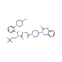 CC(C)(C)CCN1C(=O)[C@@H](CC(=O)N2CCC(N3Cc4ccccc4NC3=O)CC2)S[C@H]1c1ccccc1N1CCC(O)CC1 ZINC000103268261