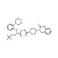 CC(C)(C)CCN1C(=O)[C@@H](CC(=O)N2CCC(N3Cc4ccccc4NC3=O)CC2)S[C@H]1c1ccccc1N1CCOCC1 ZINC000103268246