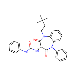 CC(C)(C)CCN1C(=O)[C@@H](NC(=O)Nc2ccccc2)C(=O)N(c2ccccc2)c2ccccc21 ZINC000013813503