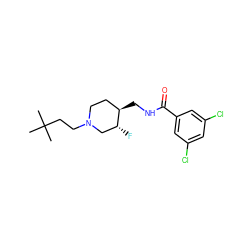 CC(C)(C)CCN1CC[C@@H](CNC(=O)c2cc(Cl)cc(Cl)c2)[C@H](F)C1 ZINC000034866290