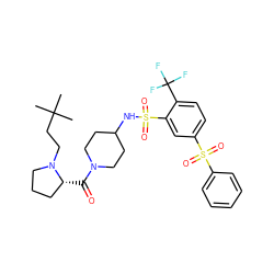 CC(C)(C)CCN1CCC[C@H]1C(=O)N1CCC(NS(=O)(=O)c2cc(S(=O)(=O)c3ccccc3)ccc2C(F)(F)F)CC1 ZINC000044352075