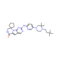 CC(C)(C)CCN1CCN(c2ccc(Nc3ncc4cc5n(c4n3)C3(CCCC3)CNC5=O)nc2)CC1(C)C ZINC000221166391