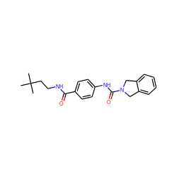 CC(C)(C)CCNC(=O)c1ccc(NC(=O)N2Cc3ccccc3C2)cc1 ZINC000167474249