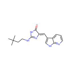 CC(C)(C)CCNC1=N/C(=C\c2c[nH]c3ncccc23)C(=O)N1 ZINC000040940378