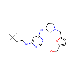 CC(C)(C)CCNc1cc(N[C@@H]2CCN(Cc3ccc(CO)o3)C2)ncn1 ZINC000073157718