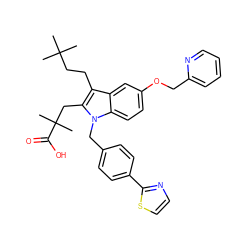 CC(C)(C)CCc1c(CC(C)(C)C(=O)O)n(Cc2ccc(-c3nccs3)cc2)c2ccc(OCc3ccccn3)cc12 ZINC000042923864