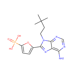 CC(C)(C)CCn1c(-c2ccc(P(=O)(O)O)o2)nc2c(N)ncnc21 ZINC000040979105