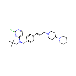 CC(C)(C)CN(Cc1ccc(/C=C/CN2CCC(N3CCCCC3)CC2)cc1)c1ccnc(Cl)n1 ZINC001772570773