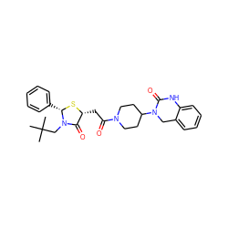 CC(C)(C)CN1C(=O)[C@@H](CC(=O)N2CCC(N3Cc4ccccc4NC3=O)CC2)S[C@H]1c1ccccc1 ZINC000103267663