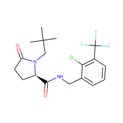 CC(C)(C)CN1C(=O)CC[C@@H]1C(=O)NCc1cccc(C(F)(F)F)c1Cl ZINC000095565051