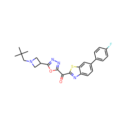 CC(C)(C)CN1CC(c2nnc(C(=O)c3nc4ccc(-c5ccc(F)cc5)cc4s3)o2)C1 ZINC000147090550