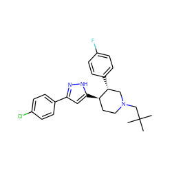 CC(C)(C)CN1CC[C@@H](c2cc(-c3ccc(Cl)cc3)n[nH]2)[C@H](c2ccc(F)cc2)C1 ZINC000169306852