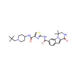 CC(C)(C)CN1CCC(NC(=O)c2csc(NC(=O)c3ccc4cc5n(c4c3)C(C)(C)CNC5=O)n2)CC1 ZINC000029127776