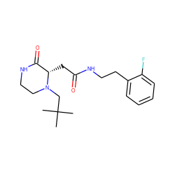 CC(C)(C)CN1CCNC(=O)[C@@H]1CC(=O)NCCc1ccccc1F ZINC000013595890