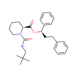 CC(C)(C)CNC(=O)N1CCCC[C@H]1C(=O)O[C@H](CCc1ccccc1)c1ccccc1 ZINC000029556583