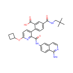 CC(C)(C)CNC(=O)c1ccc(-c2ccc(OC3CCC3)nc2C(=O)Nc2ccc3c(N)nccc3c2)c(C(=O)O)c1 ZINC000096283220