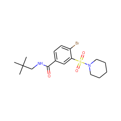 CC(C)(C)CNC(=O)c1ccc(Br)c(S(=O)(=O)N2CCCCC2)c1 ZINC000029043807