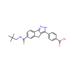 CC(C)(C)CNC(=O)c1ccc2c(c1)Cc1c-2n[nH]c1-c1ccc(C(=O)O)cc1 ZINC000028714077