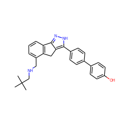 CC(C)(C)CNCc1cccc2c1Cc1c-2n[nH]c1-c1ccc(-c2ccc(O)cc2)cc1 ZINC000028822273