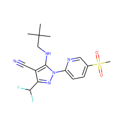 CC(C)(C)CNc1c(C#N)c(C(F)F)nn1-c1ccc(S(C)(=O)=O)cn1 ZINC000028563609