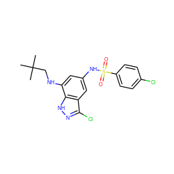 CC(C)(C)CNc1cc(NS(=O)(=O)c2ccc(Cl)cc2)cc2c(Cl)n[nH]c12 ZINC000013531361