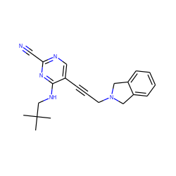 CC(C)(C)CNc1nc(C#N)ncc1C#CCN1Cc2ccccc2C1 ZINC000029051271