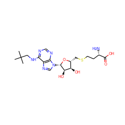 CC(C)(C)CNc1ncnc2c1ncn2[C@@H]1O[C@H](CSCC[C@H](N)C(=O)O)[C@@H](O)[C@H]1O ZINC000095556656