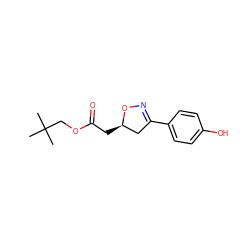 CC(C)(C)COC(=O)C[C@@H]1CC(c2ccc(O)cc2)=NO1 ZINC000034633595