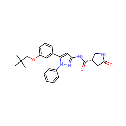 CC(C)(C)COc1cccc(-c2cc(NC(=O)[C@@H]3CNC(=O)C3)nn2-c2ccccc2)c1 ZINC000169707205