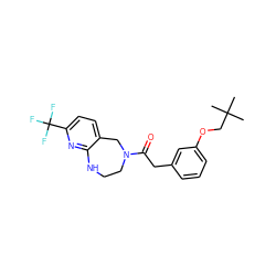 CC(C)(C)COc1cccc(CC(=O)N2CCNc3nc(C(F)(F)F)ccc3C2)c1 ZINC000103265979