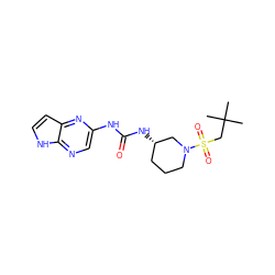 CC(C)(C)CS(=O)(=O)N1CCC[C@H](NC(=O)Nc2cnc3[nH]ccc3n2)C1 ZINC000118760999